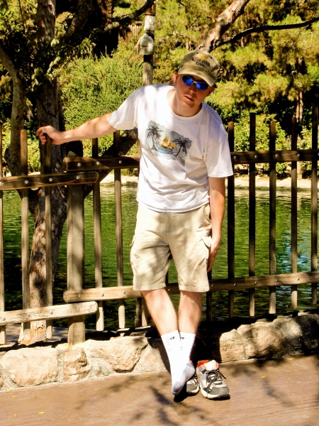 Disney2009 065.jpg - Greg squeezing out his socks